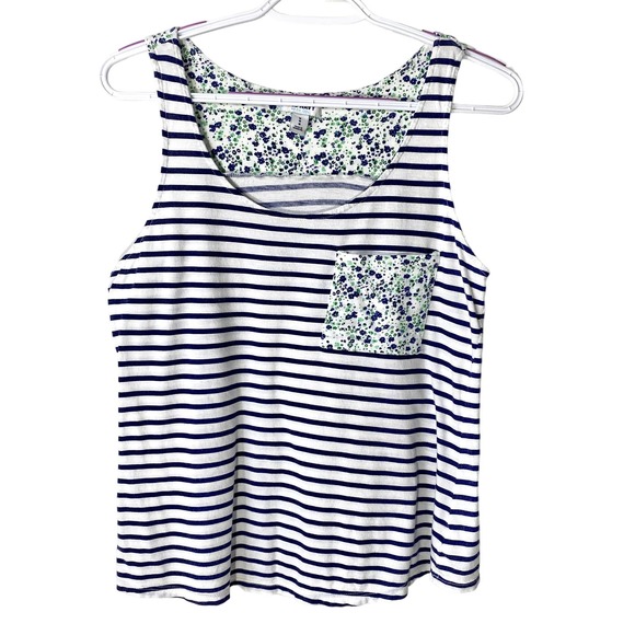 Old Navy Tank Top Floral and Stripped Pattern Size Medium - Picture 1 of 8